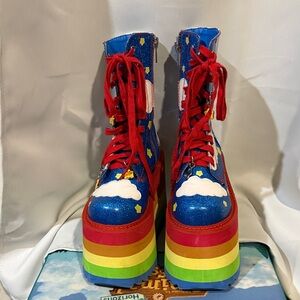 Dolls Kill Blue and Red Platform Shoes